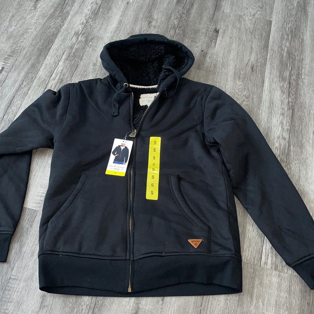 Black weatherproof jacket faux fur inside